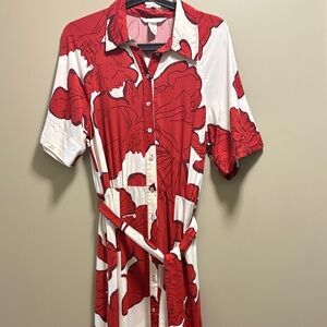 H&M Floral Collared Button-Up Midi Dress